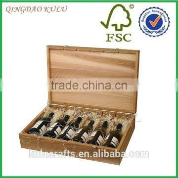 six bottle wooden wine bottle gift box