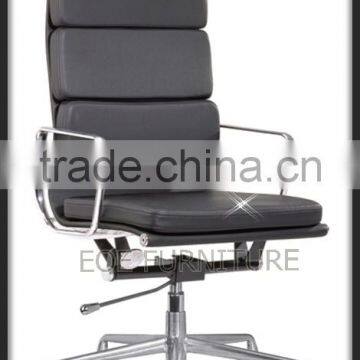 Comfortable black leather swivel office chair