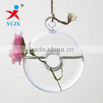 Hanging Hand Blown Clear Circle Glass Vase Crafts