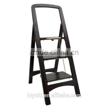 High Quality 3 Step Wood Fold Step Stool Multifunction Step Ladder photo-2