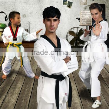 Black V neck high quality factory customized 100% cotton taekwondo uniform