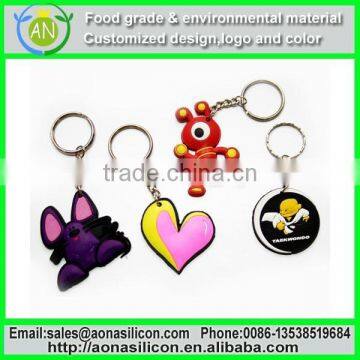 Cheap price 3d silicone keychain with silkscreen on backside