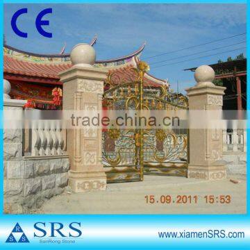 Flower Carving yellow stone gate pillars