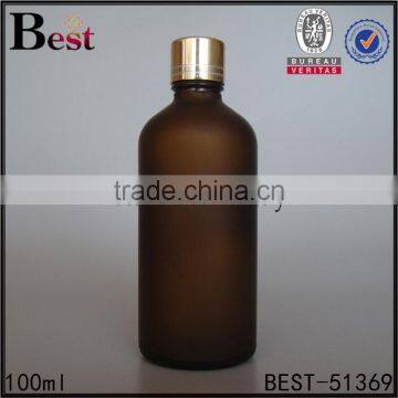 cosmetic frosted fragrance perfum100ml amber glass bottle aluminum cap essential oil empty 100ml amber glass bottle plastic cap