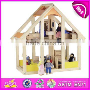 2016 New fashion children wooden dollhouse kits for sale W06A082