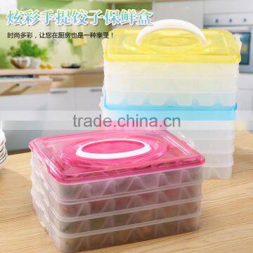 L00005 Reusable Stackable Compartment Dumpling Food Containers/Storage Organizer/Box/Bins/Holder with Lids - Leak Proof, Freezer