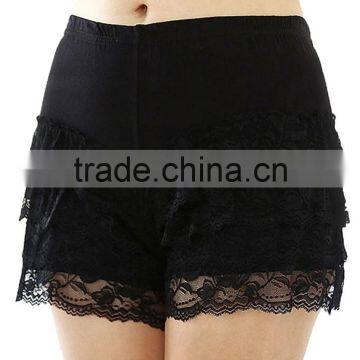 plain boxer shorts Women's Stretch Waist Sexy Tiered Crochet Lace Boxer Shorts