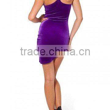 Hot Girl Sexy Night Club One Shoulder Bodycon Dress of Velvet HSD2192 photo-4