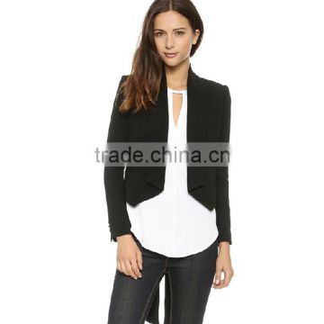 Women/ladies fashion black long sleeve short front long back formal dress blazer