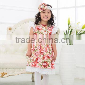 Girl Casual Dress ,fashion Floral Ruffle With Headband,wholesale Dress photo-5