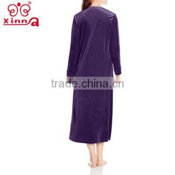 V Neck Velour Long Casual Lady Pijama photo-2