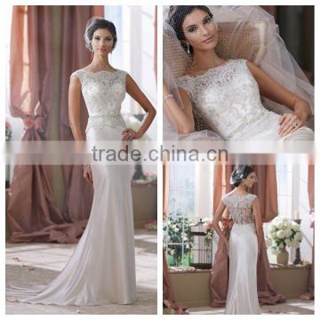 real cap sleeve lace satin sharara wedding dress