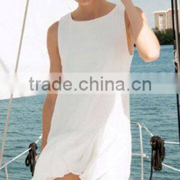 Without Sleeves White Cotton Dress