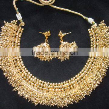 GOLD PLATED TEMPLE DESIGN Necklace RAMLEELA EARRING Set photo-2