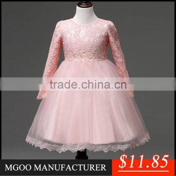 MGOO Boutique Clothing Korea Sryle Lace Dress For Girl White And Pink 2-9 Years Old Dresses Infant MGT004
