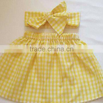 Hot Sale Summer Party Wear Baby Mini Cotton Skirt Matching Headband