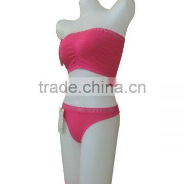 Nice Quality New Style Seamless Woman Underwear Ladies One Piece Bandeau Bra & Thong W/stones photo-2