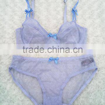 Ladies Excellent Embroidery Lace Charming Soft Sexy Bra Panty Set photo-4