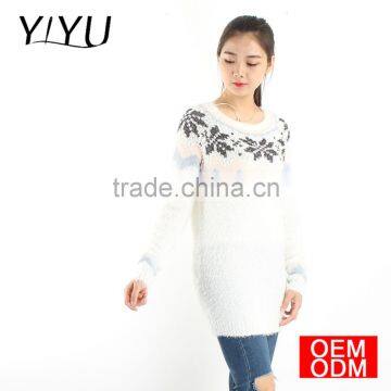 Women Sweater Dress Autumn Winter hairy Snowflake jacquard knitted Christmas Short Mini Dresses