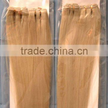 Silky Straight Machine Made Blonde Human Hair Weaving Extensions Double Layer Colored Blonde Human Hair Weaves