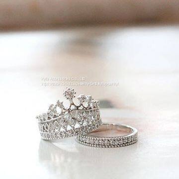 Fashion Jewelry Pavee Crown Ring sets