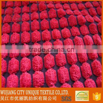 pink color plaid style poly nylon plush corduroy fabric, car upholstery/cushion fabric