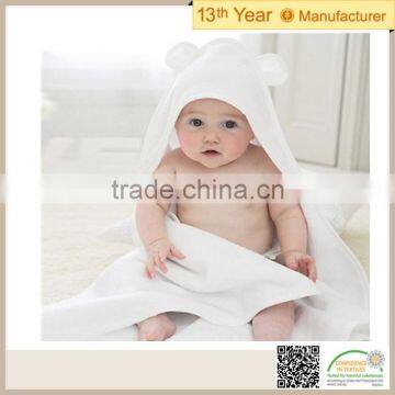 Best selling china manufacturers blue cotton embroidery Baby Cute Hooded Bath Towel