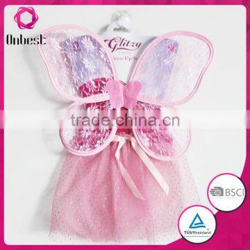 Hot selling kids christmas party favors girls fairy dresses with wings tutu costume