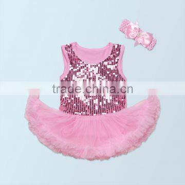 0-2 years baby girls romper clothes whlesale cotton sleeveless baby sequin romper