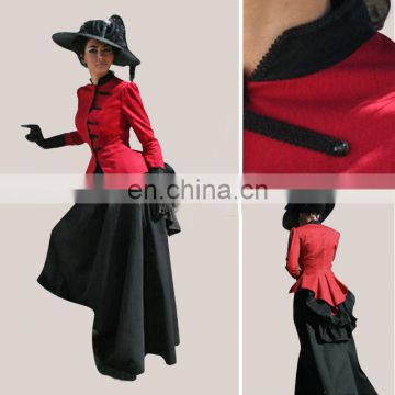 Sunshine-Free Shipping Custom Made Civil War Dress Southern Belle Red & Black Dress Cosplay Costume