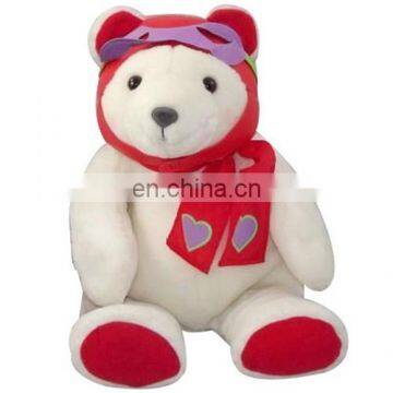 EN71 Test Custom Aviator White Teddy Bear Plush Toy With Scarf Wholesale Stuffed Soft Plush Pilot Teddy Bear