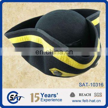 Distressed Pirate Captain Tricorn Fancy Dress Hat New pure wool felt hat