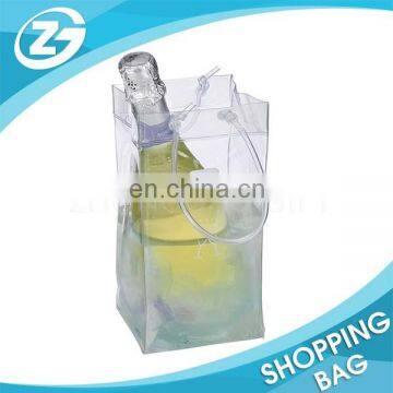 Custom Logo Printed Promotion Reusable Antifreezing Eco Material Clear Plastic bag PVC water resistant bag Wine Bag