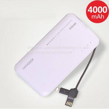 power charger usb power bank 4000 mah power bank external battery for iphone