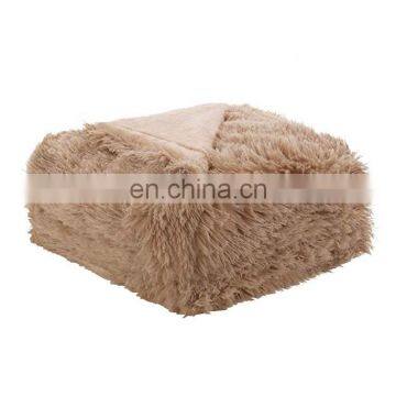 Factory Wholesale PV Fleece Faux Fur Throw Blankets Dark Rose photo-3