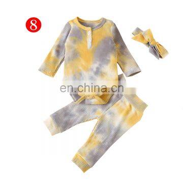 Baby Ripped Clothing Set Tie Dye Toddler Newborn Baby Girls Boys Pant Headband 3pcs Outfits Spring Autumn photo-7