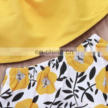 2019 New Summer Kids Cotton Yellow Top & Flower Tassel Shorts & Headband 3pc Set 0-2years photo-5