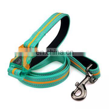 Dog leash with reflective stripe and LED light fashion pet leash safe walking