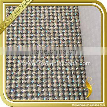 Wholesale Rhinestone Mesh Hotfix Glue Pearl Crystal Patches for Shoes Accessories FRM-174