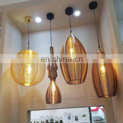 Modern New Lampe Golden Gig Oval type Metal Chandelier Ball Wire Rough Decoration Hanging Pendant Lighting