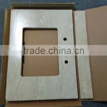 Travertine Looking Cultured Marble Vanity Top With Backsplash, Hotel Bathroom Cultured Marble Vanity Tops photo-2