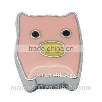 cute pink pig slide bead charm