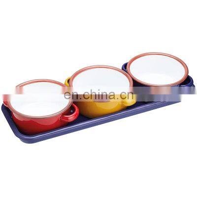 China Oem Big Sized Two Tones Plain Stock Enamel Salad Bowl With Black Fim photo-3