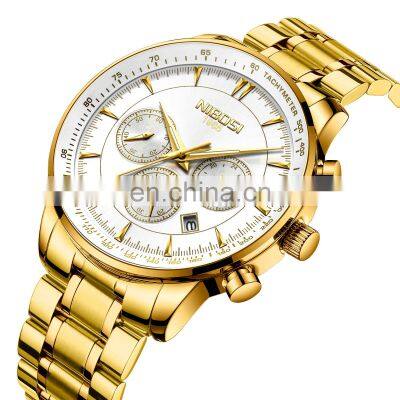 NIBOSI Gold Watch Mens Watches Sport Quartz Clock Waterproof Military Wrist Watch 2351 Relogio Masculino Saat Top Brand Luxury