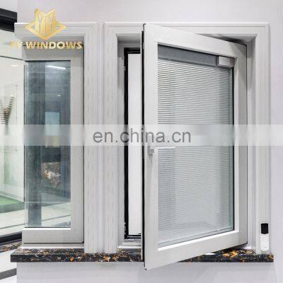 NFRC energy saving double tempered glass latest window design aluminum casement window  with built in blinds