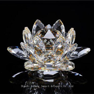 Colored Artificial Crystal Candle Holders Flower Buddhist Candlestick Glass Lotus Base Lanterns Candles Decoration Jars