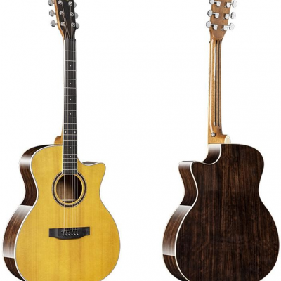 Custom YAN/OEM Y-41GA 41 Inch Acoustic Guitar (Spruce Solid Top, Walnut Back&Sides) with Maple+Fishing Line Soundhole Rosette & Glossy Finish