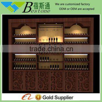 modern customized wooden bottle wine storage display cabinet