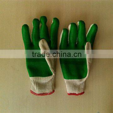 10gauge green rubber latex coated protective gloves