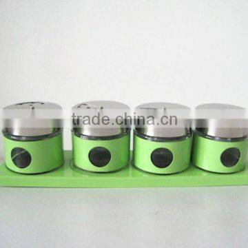 4pcs spice bottle with metal casing and rack